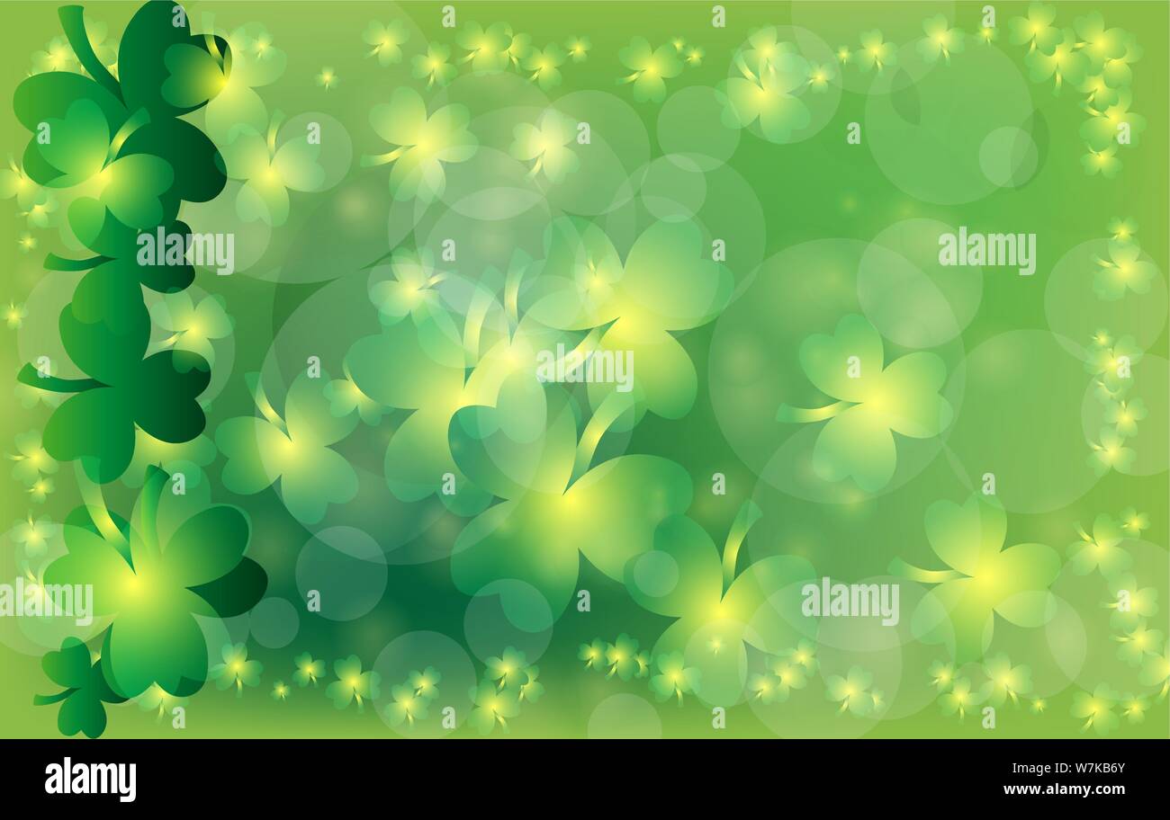Carte de voeux de Saint Patrick avec des feuilles vertes du trèfle et de place pour le texte. Illustration de Vecteur