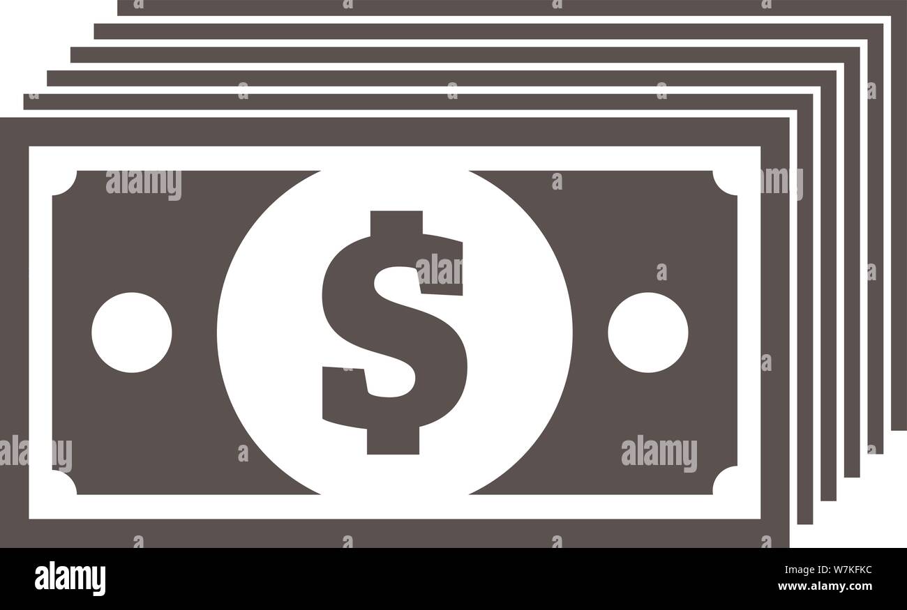 Pile de billets d'un dollar, en noir et blanc simple icône billets ...
