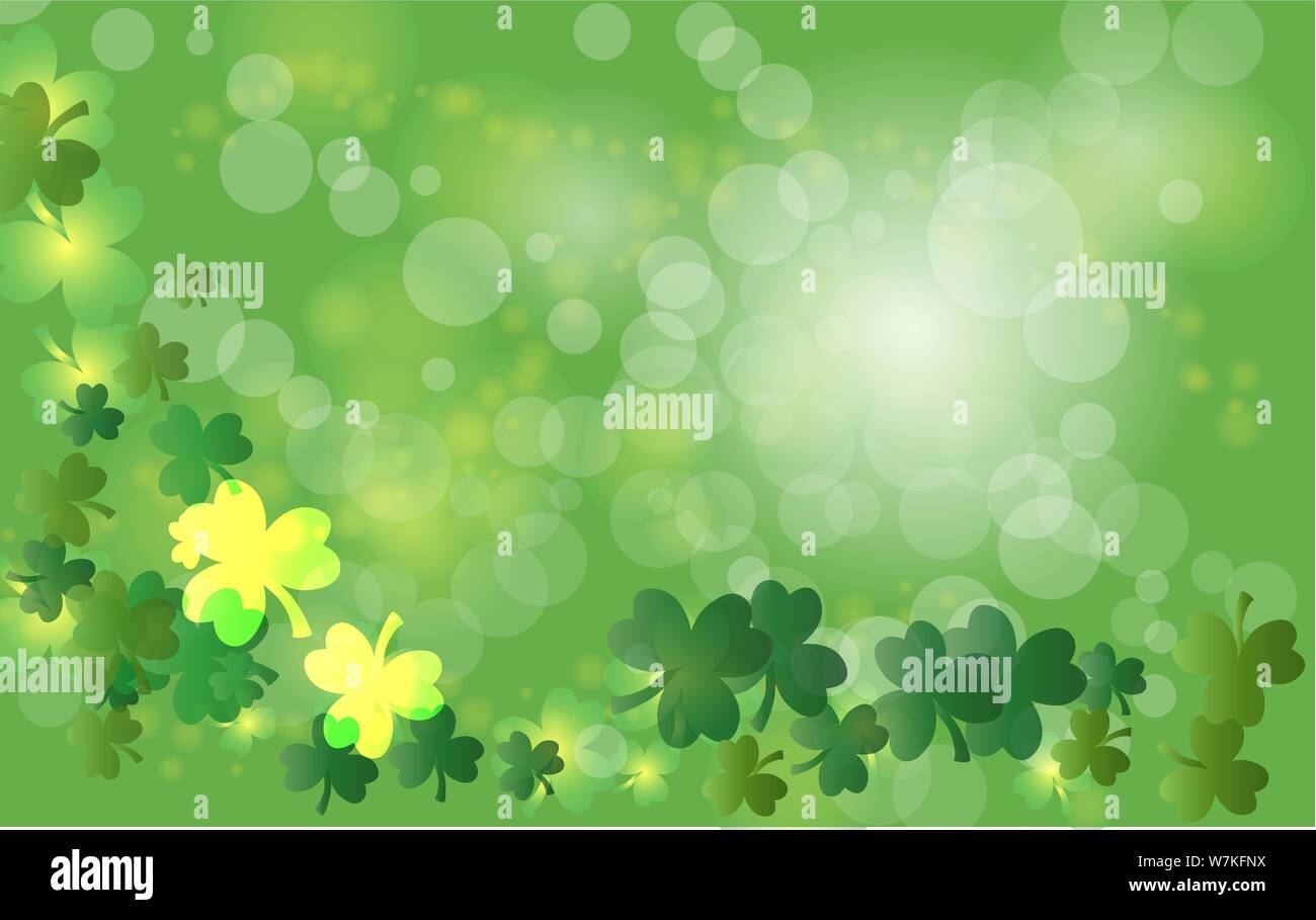 Carte de voeux de Saint Patrick avec des feuilles vertes du trèfle et de place pour le texte. Illustration de Vecteur
