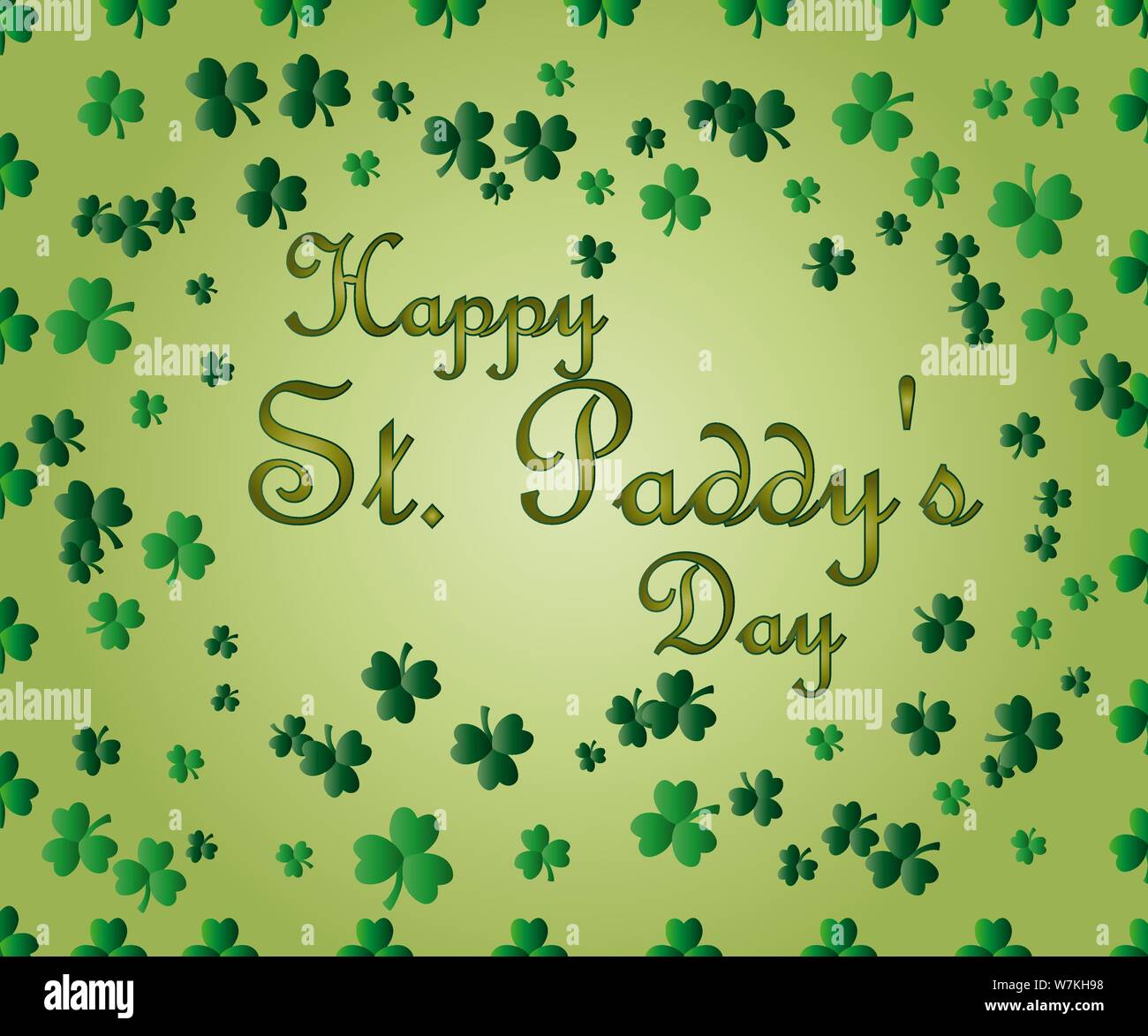 Saint Patrick's Day Greeting card avec les feuilles de trèfle vert étincelaient et texte. Inscription - Bonne journée Rhône-Alpes Illustration de Vecteur