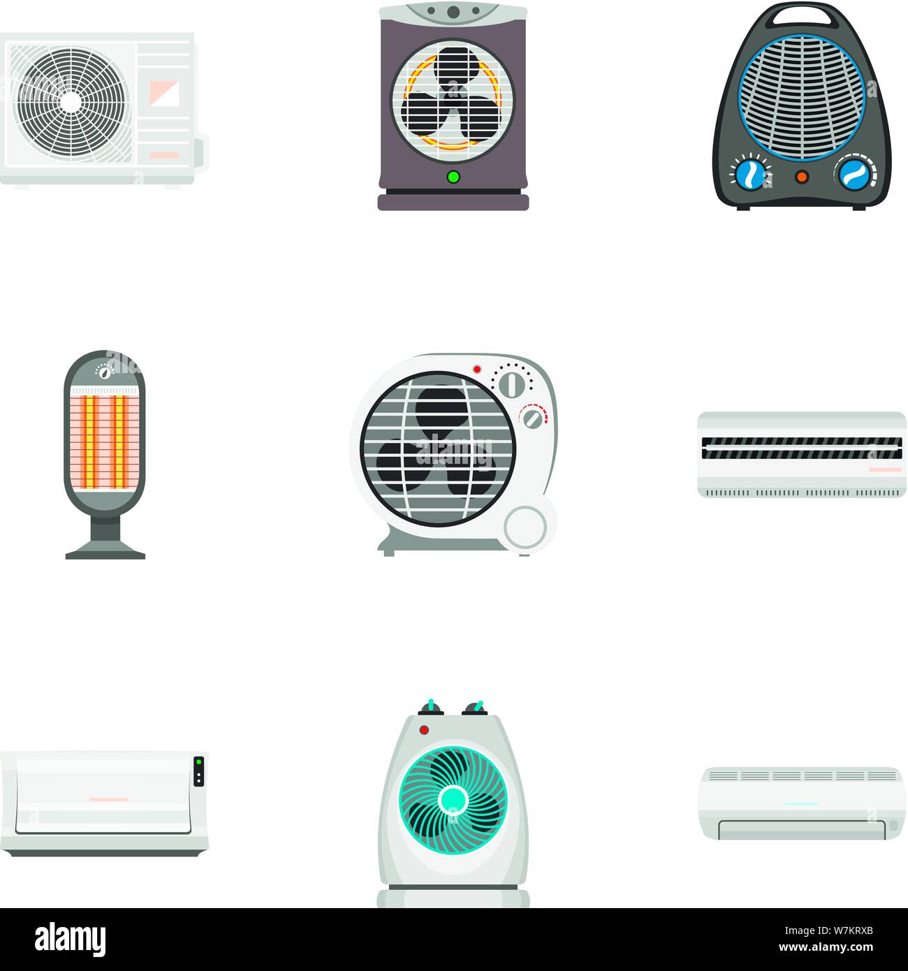 Ventilateur icon set. Ensemble de ventilateur Télévision 9 icônes vectorielles pour le web design isolé sur fond blanc Illustration de Vecteur