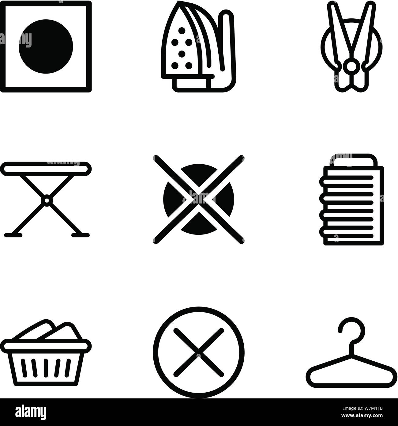 Service de blanchisserie icon set. Description Ensemble de 9 service de blanchisserie vector icons pour la conception web isolé sur fond blanc Illustration de Vecteur