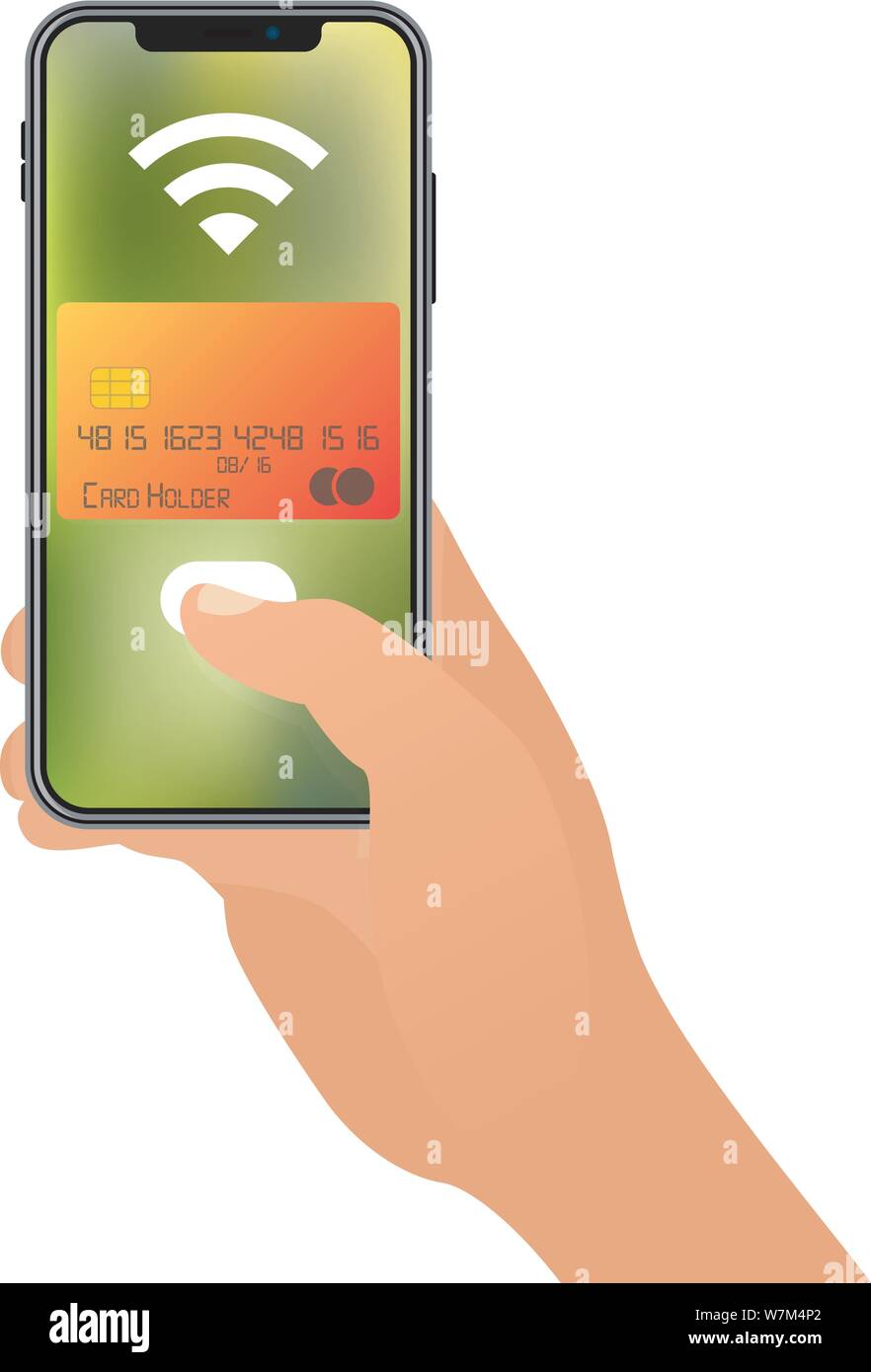 Paiement sur mobile smartphone terminal de point de vente. Concept d'illustration vectorielle. Illustration de Vecteur