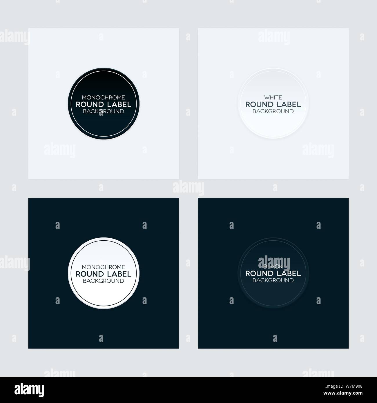 Résumé fond monochrome set. Fond noir et blanc avec étiquettes rondes. Illustration de Vecteur