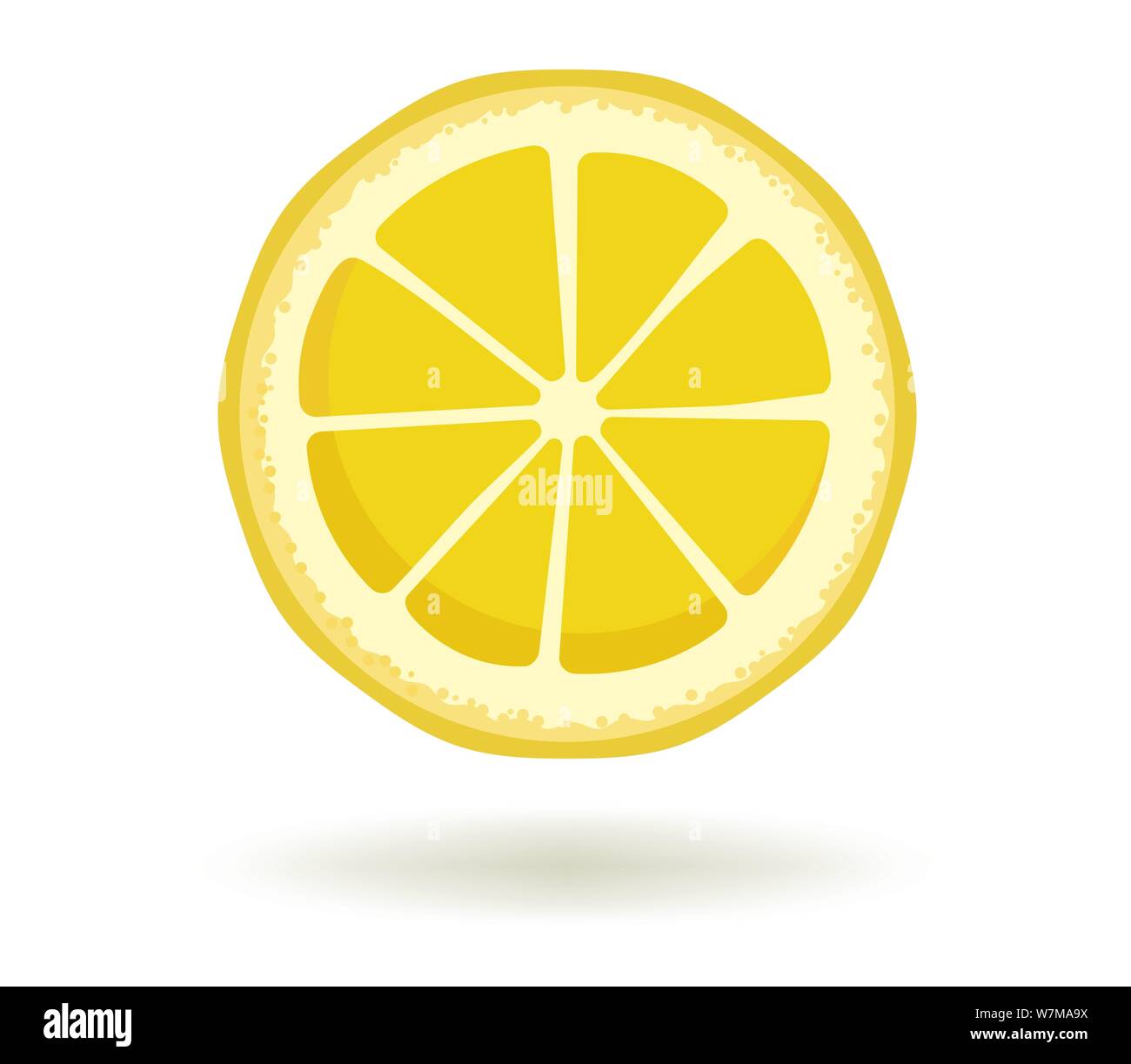 Agrumes.Vector illustration de tranche de citron jaune lumineuse ronde avec une ombre isolé sur un fond blanc. Modèle pour la conception d'animations, icône Illustration de Vecteur