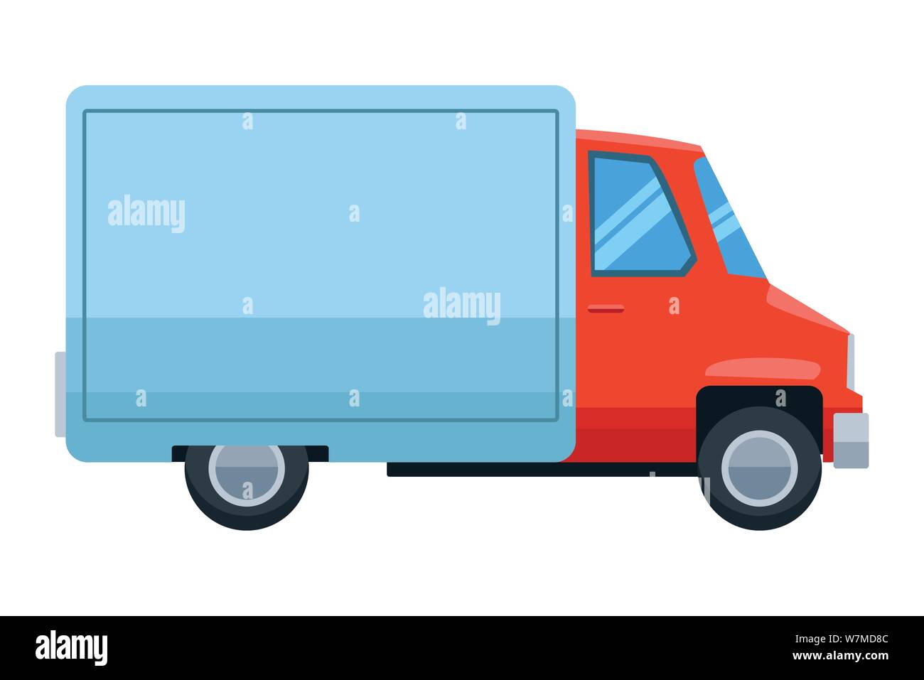 Camion de livraison du véhicule par le conteneur cartoon Illustration de Vecteur