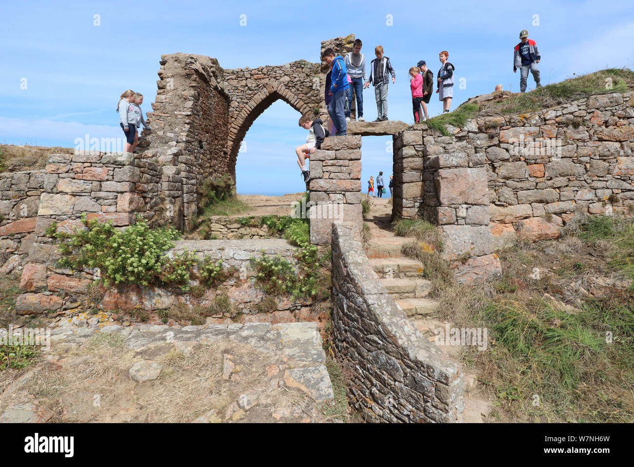 Grosnez Castle, Jersey, Channel Islands, Royaume-Uni, le 05 août 2019, photo de Richard Goldschmidt Banque D'Images Grosnez Castle, Jersey, Channel Islands, Royaume-Uni, le 05 août 2019, photo de Richard Goldschmidt Banque D'Images