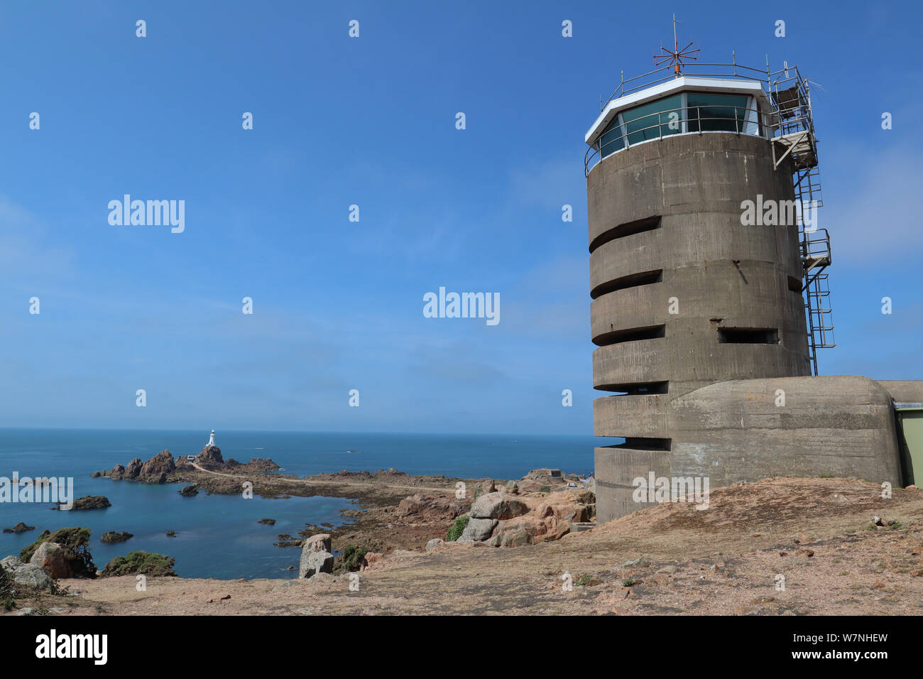 La Corbiere WWII German tour marine MP2, Jersey, Channel Islands, Royaume-Uni, le 02 août 2019, photo de Richard Goldschmidt Banque D'Images La Corbiere WWII German tour marine MP2, Jersey, Channel Islands, Royaume-Uni, le 02 août 2019, photo de Richard Goldschmidt Banque D'Images