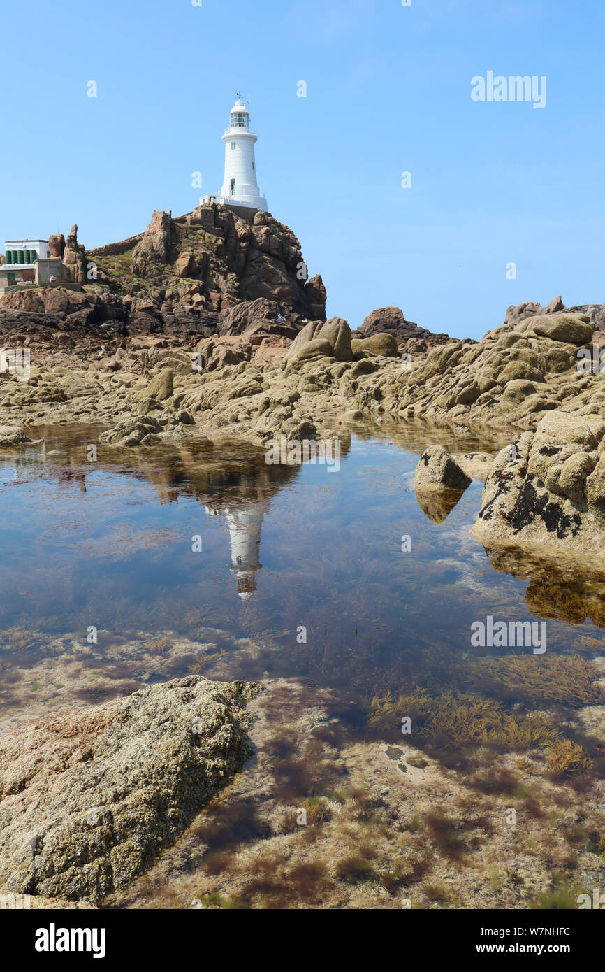 La Corbiere Lighthouse, Jersey, Channel Islands, Royaume-Uni, le 02 août 2019, photo de Richard Goldschmidt Banque D'Images La Corbiere Lighthouse, Jersey, Channel Islands, Royaume-Uni, le 02 août 2019, photo de Richard Goldschmidt Banque D'Images