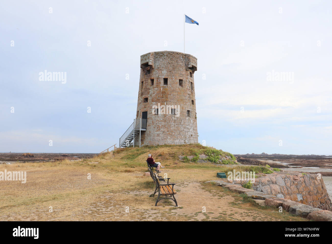 Le HOCQ Michaël Tower, Jersey, Channel Islands, Royaume-Uni, le 03 août 2019, photo de Richard Goldschmidt Banque D'Images Le HOCQ Michaël Tower, Jersey, Channel Islands, Royaume-Uni, le 03 août 2019, photo de Richard Goldschmidt Banque D'Images