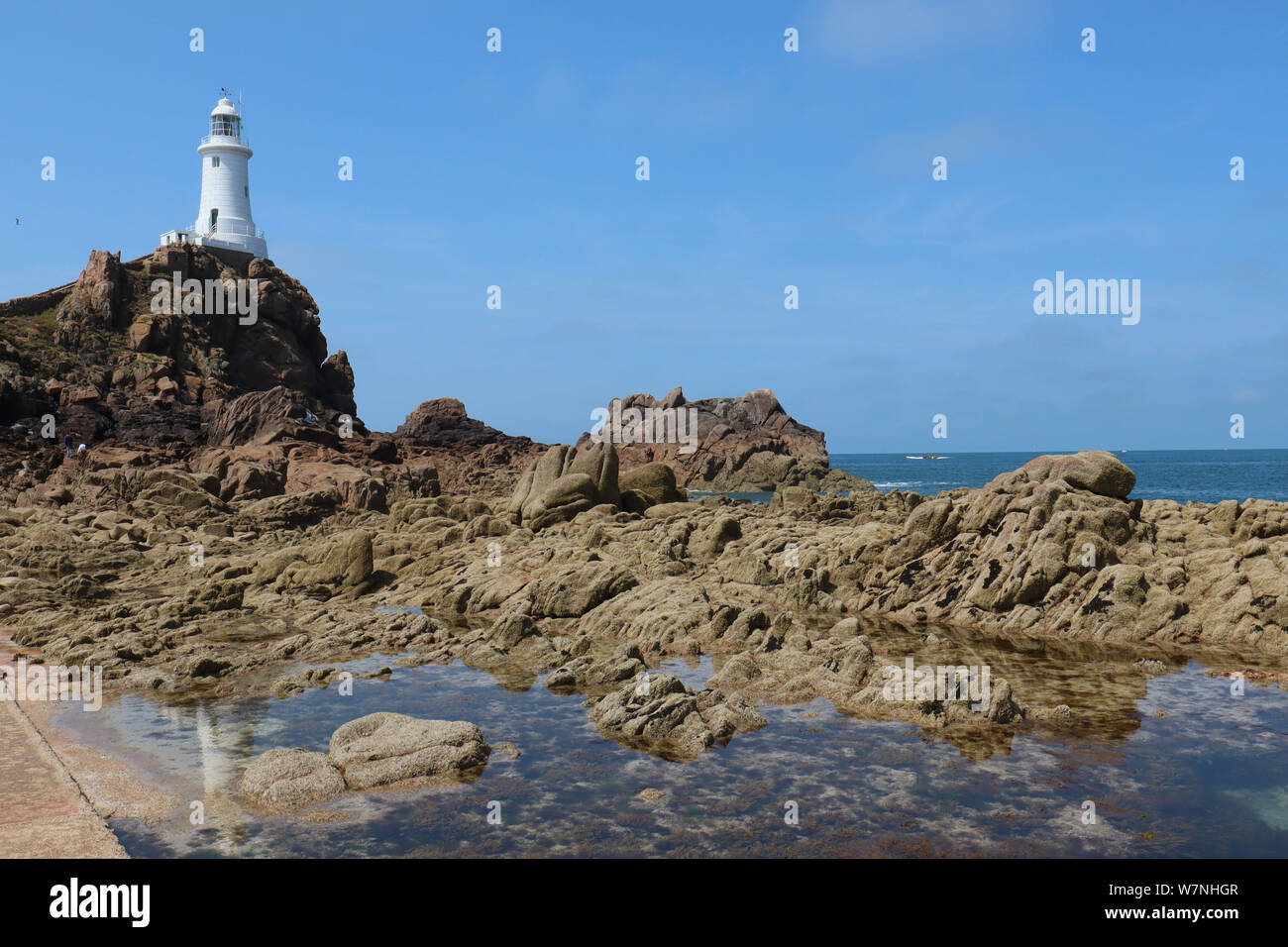 La Corbiere Lighthouse, Jersey, Channel Islands, Royaume-Uni, le 02 août 2019, photo de Richard Goldschmidt Banque D'Images La Corbiere Lighthouse, Jersey, Channel Islands, Royaume-Uni, le 02 août 2019, photo de Richard Goldschmidt Banque D'Images
