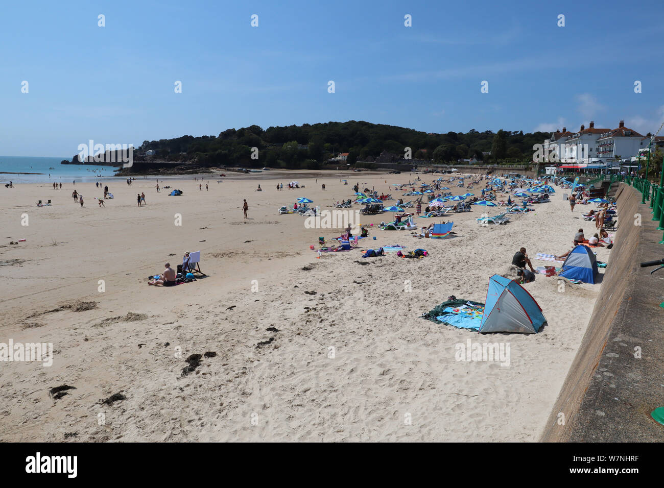 St Brelade's Bay, Jersey, Channel Islands, Royaume-Uni, le 02 août 2019, photo de Richard Goldschmidt Banque D'Images St Brelade's Bay, Jersey, Channel Islands, Royaume-Uni, le 02 août 2019, photo de Richard Goldschmidt Banque D'Images