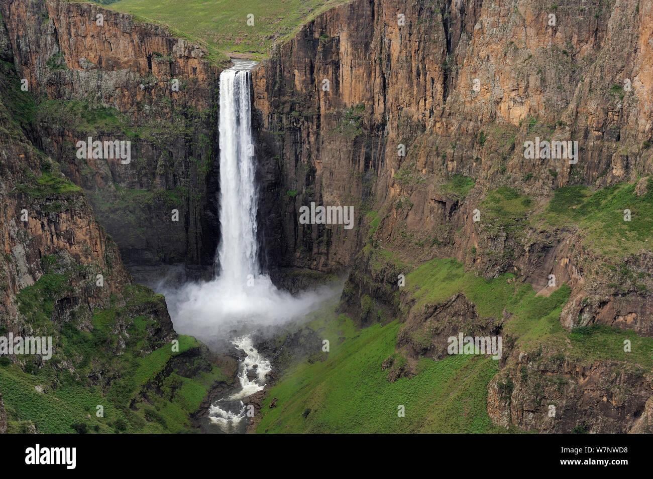 Vue aérienne de Maletsunyani Falls Gorge, Lesotho Banque D'Images