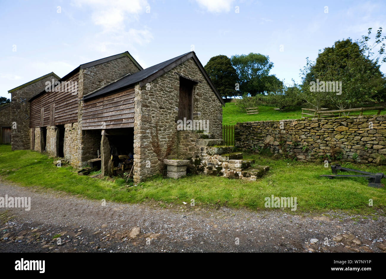 Grange, grenier traditionnel Dartmoor National Park, Devon, UK, septembre. Banque D'Images