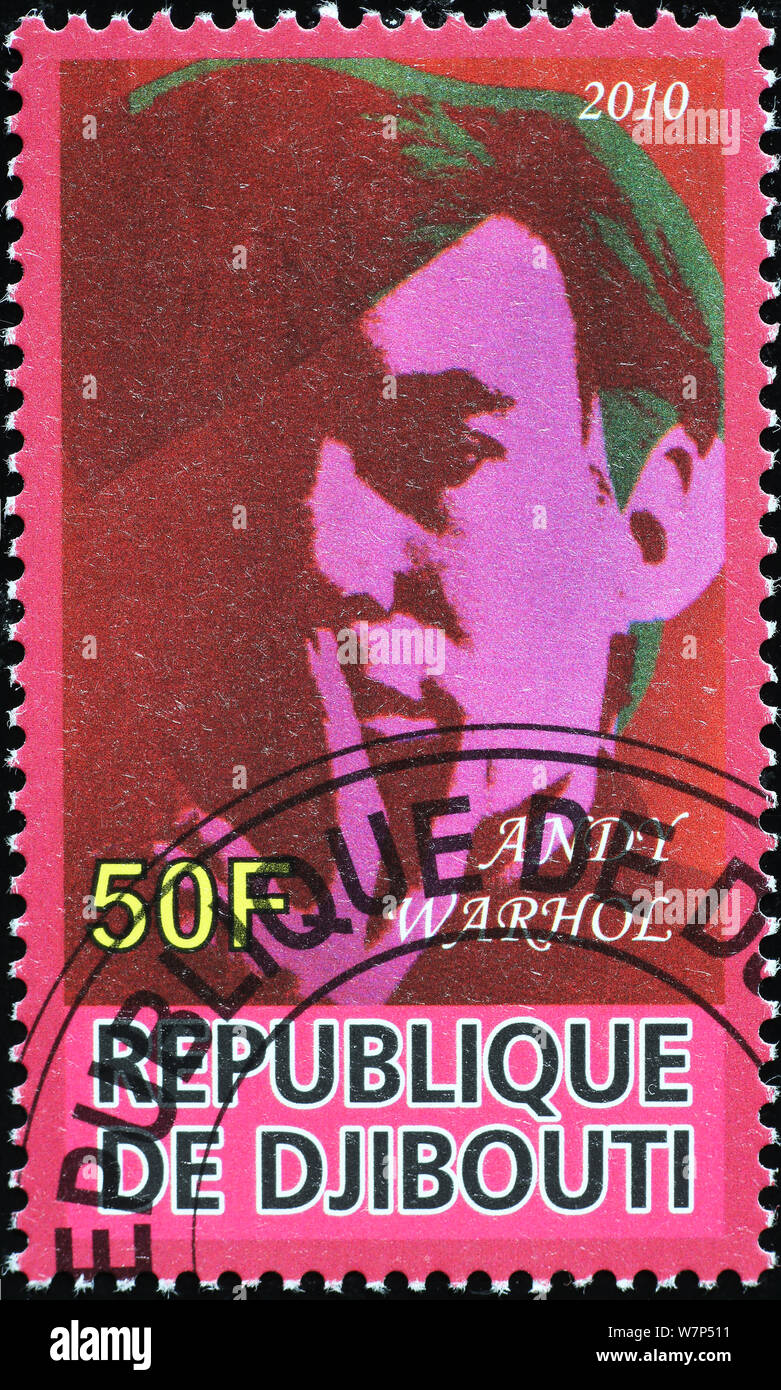 Self Portrait par Andy Warhol sur timbre-poste Banque D'Images