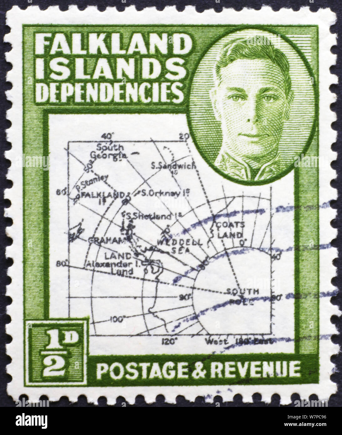 Dépendances des îles Falkland sur timbre-poste Banque D'Images