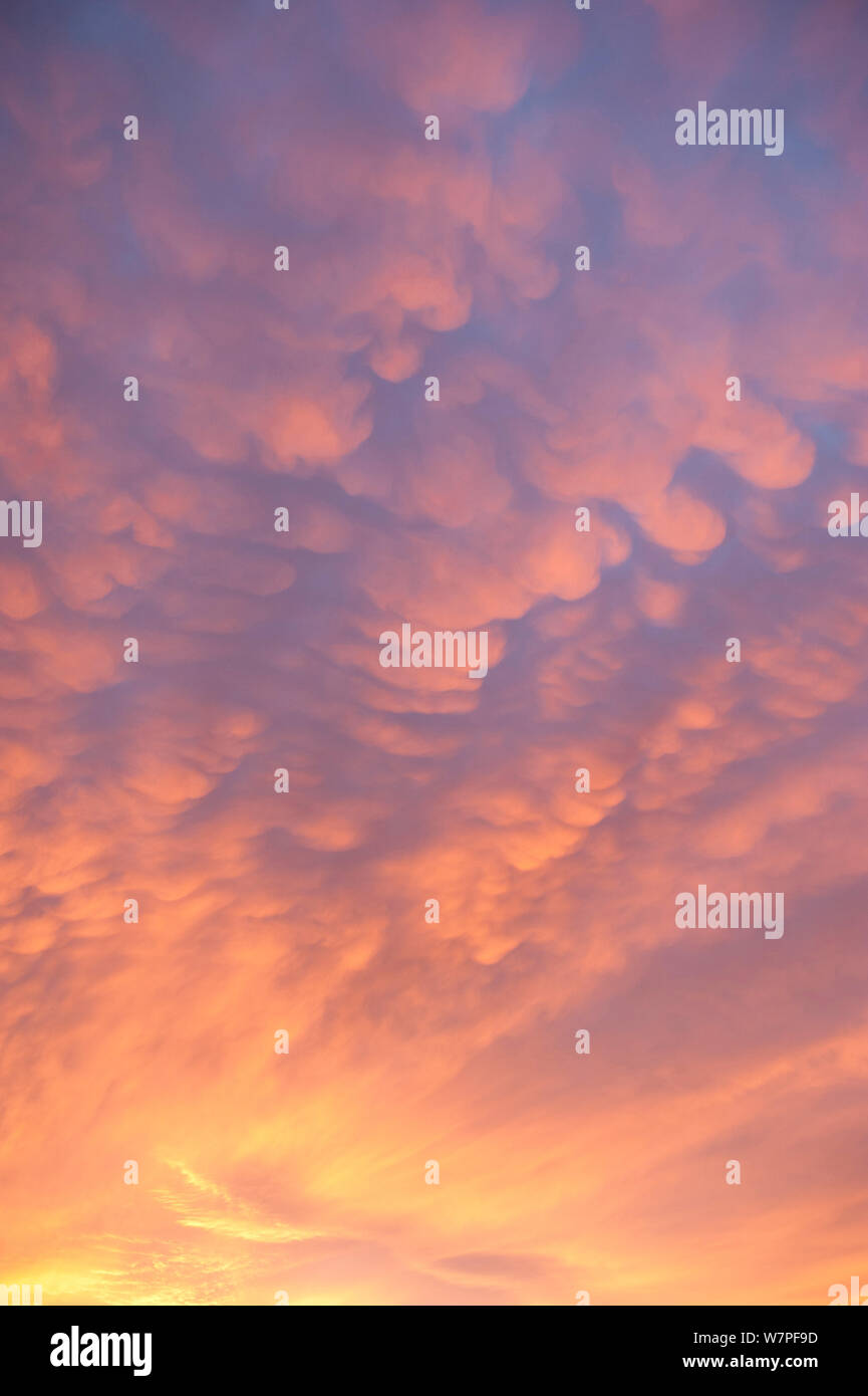 La formation de nuages Mammatus, Brechin, Ecosse, février, 2012. Banque D'Images