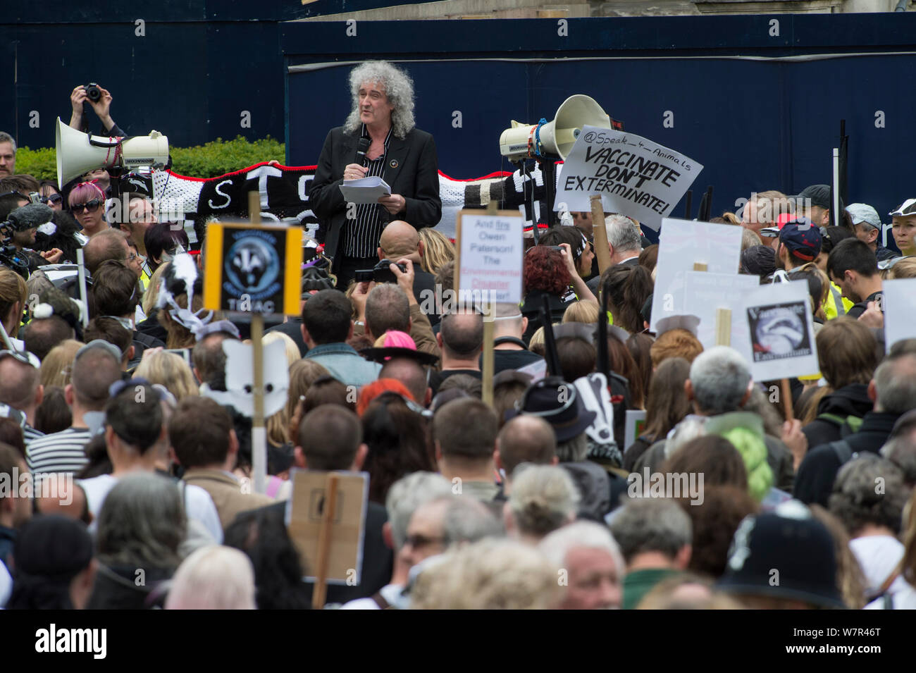 Rock Star et activiste Brian peut adresser au blaireau marcheurs anti réforme mars, Londres, 1er juin 2013. Banque D'Images