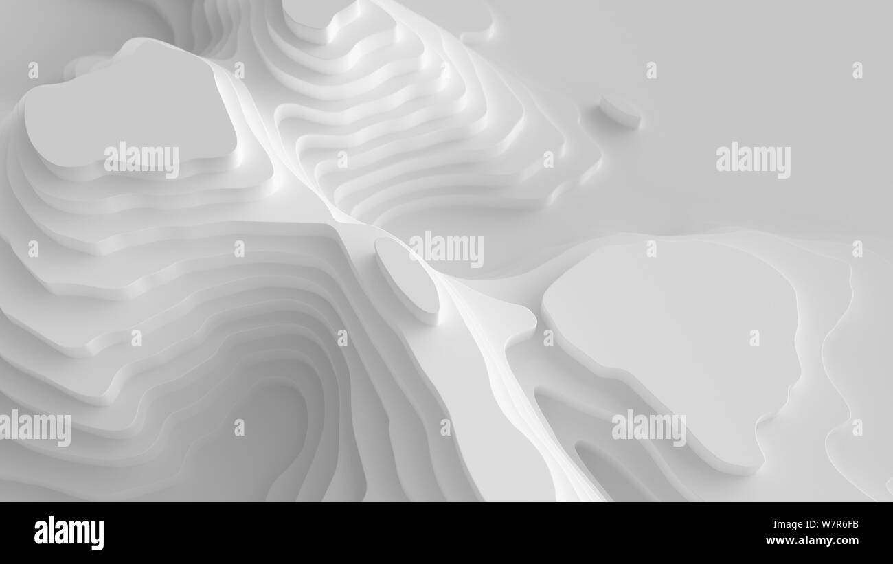 Paysage 3D Modèle de coupe de papier, de formes courbes avec des dégradés, des lignes géométriques abstraits art de fond l'illustration pour la conception de la couverture, livre , post Banque D'Images