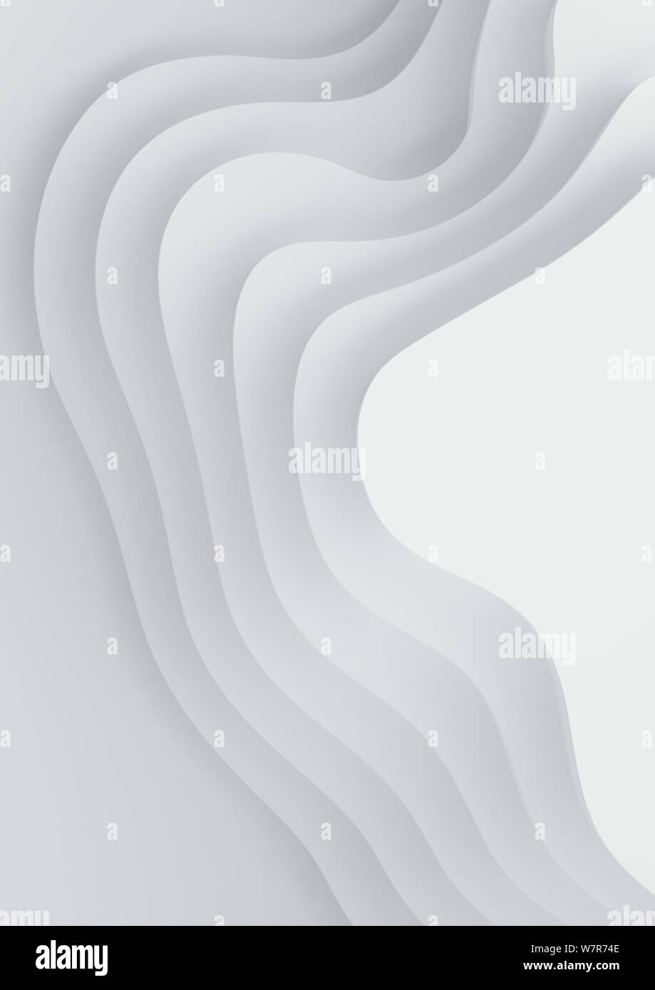 Une bannière verticale4 paysage 3D Modèle de coupe de papier, de formes courbes avec des dégradés, des espaces blancs, des lignes géométriques abstraites motif de fond Banque D'Images