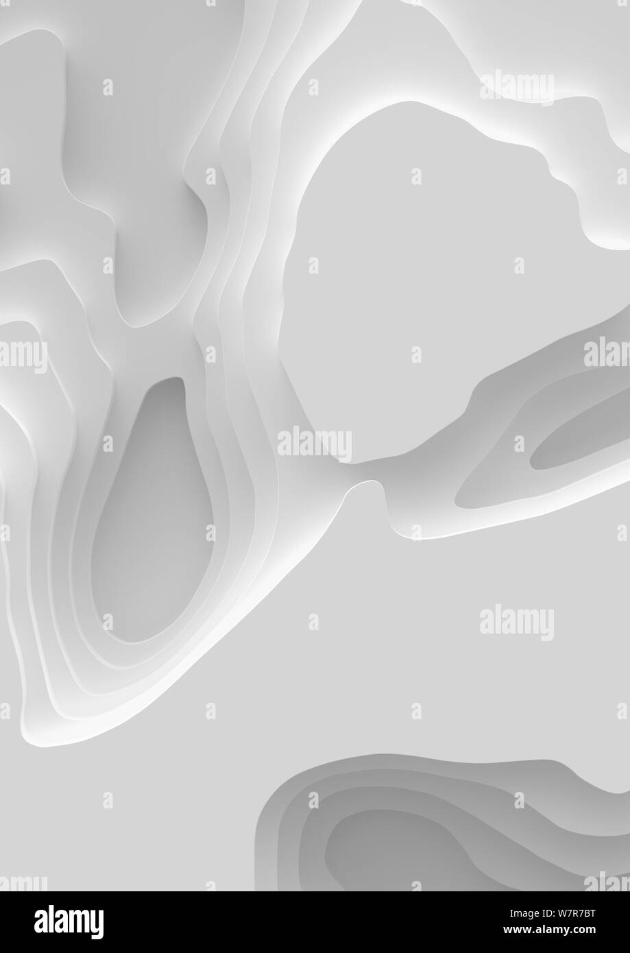 Une bannière verticale4 paysage 3D Modèle de coupe de papier, de formes courbes avec des dégradés, des espaces blancs, des lignes géométriques abstraites motif de fond Banque D'Images