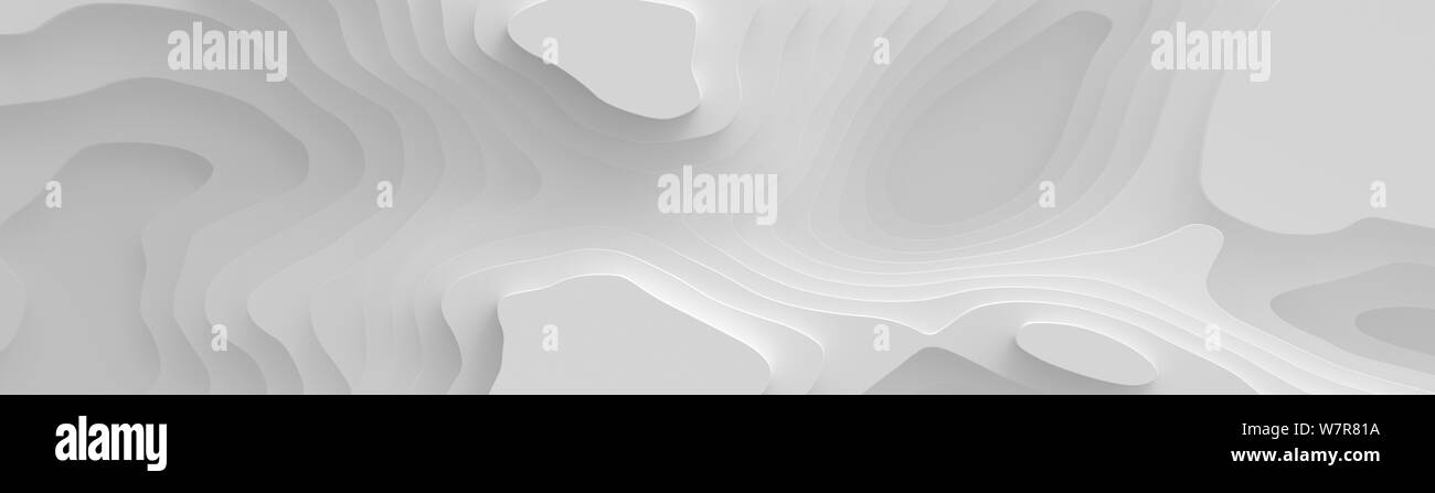 Vaste panorama paysage 3D Modèle de coupe de papier, de formes courbes avec des dégradés, des lignes géométriques abstraites motif de fond illustration art Banque D'Images