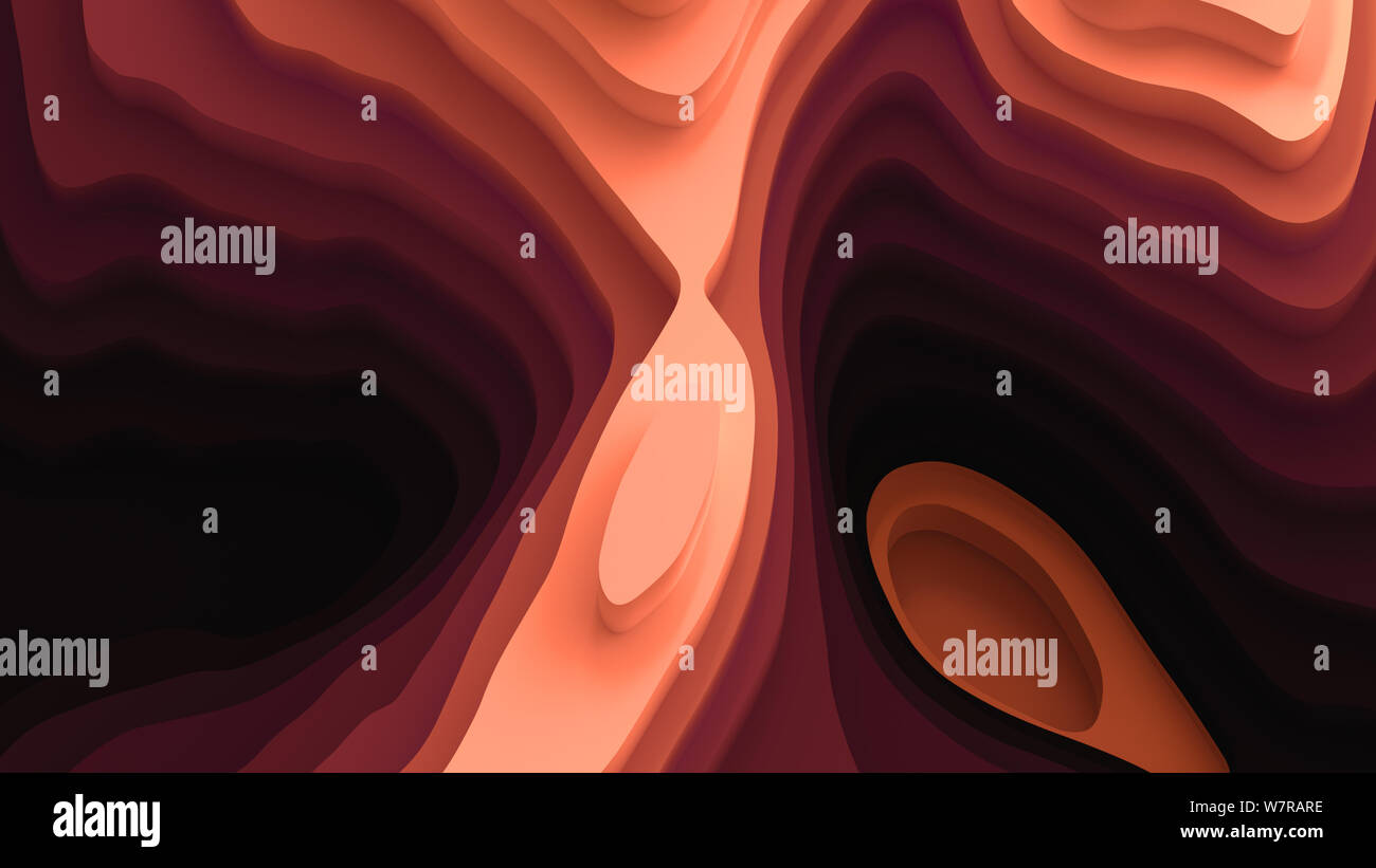 Paysage 3D Modèle de coupe de papier, de formes courbes avec des dégradés de couleur, motif de lignes géométriques abstraits art fond illustration pour la conception de la couverture Banque D'Images