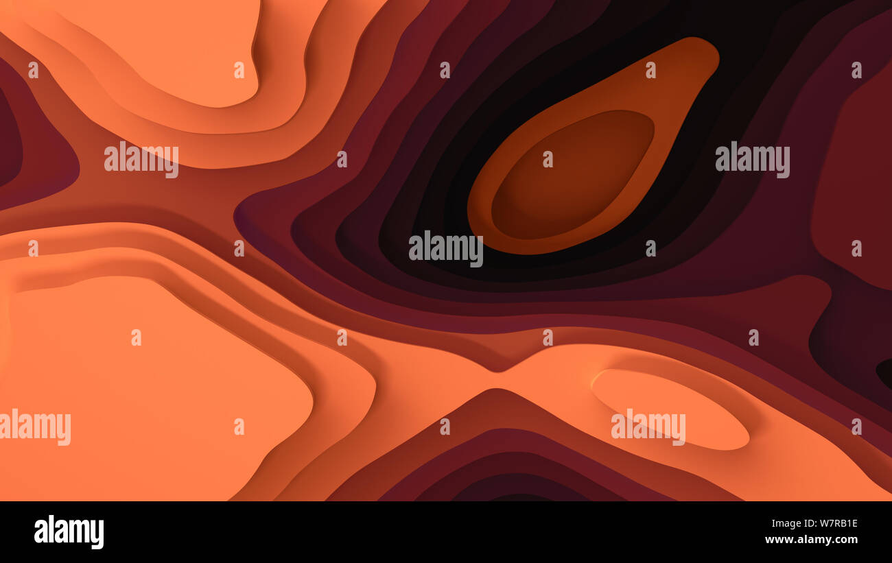 Paysage 3D Modèle de coupe de papier, de formes courbes avec des dégradés de couleur, motif de lignes géométriques abstraits art fond illustration pour la conception de la couverture, Banque D'Images