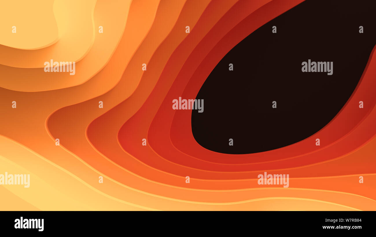 Paysage 3D Modèle de coupe de papier, de formes courbes avec des dégradés de couleurs chaudes, l'espace vierge, résumé des lignes géométriques motif de fond illustration art Banque D'Images
