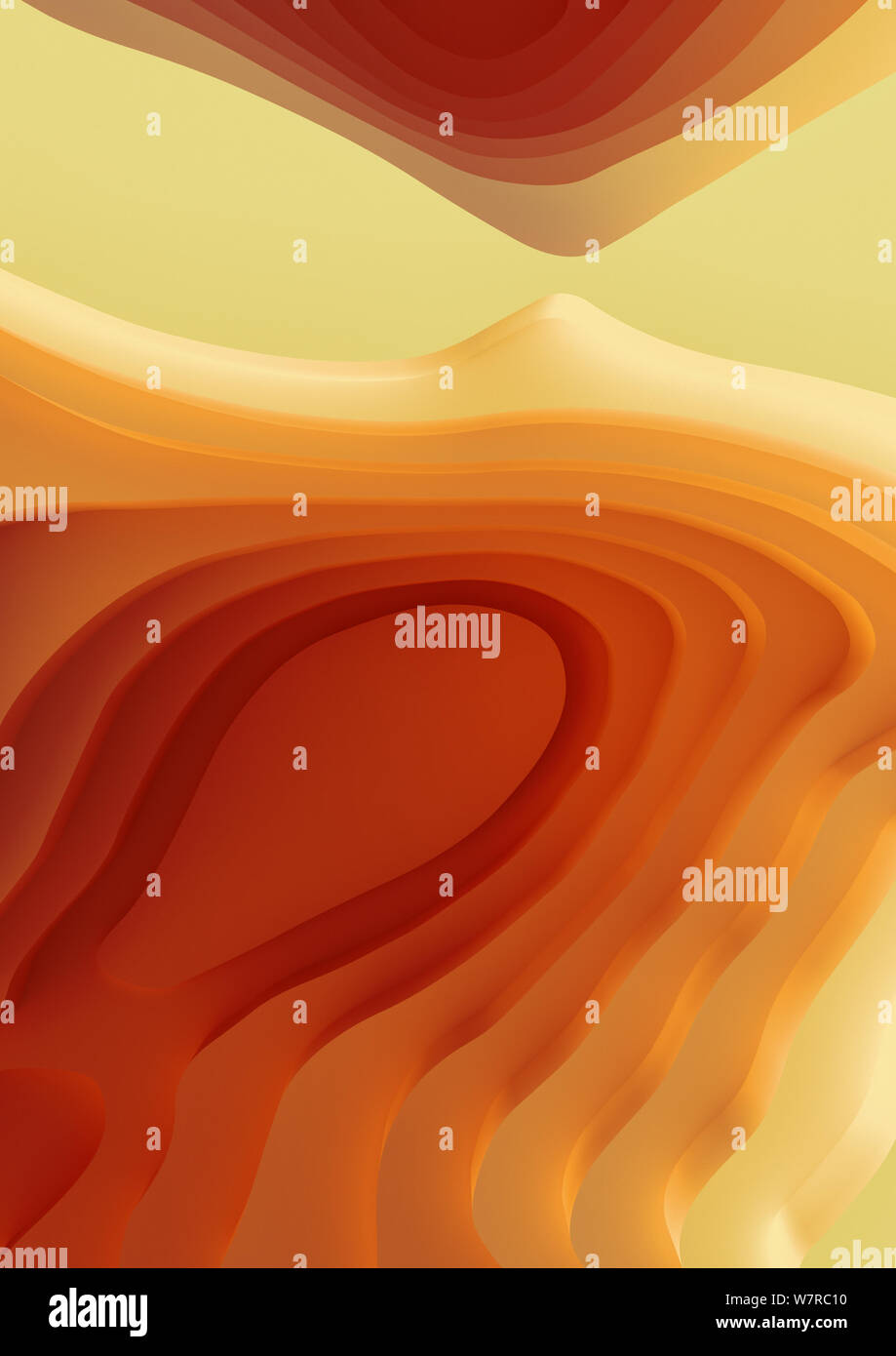 Une bannière verticale4 paysage 3D Modèle de coupe de papier, de formes courbes avec des dégradés de couleur, motif de lignes géométriques abstraits art illustration d'arrière-plan Banque D'Images