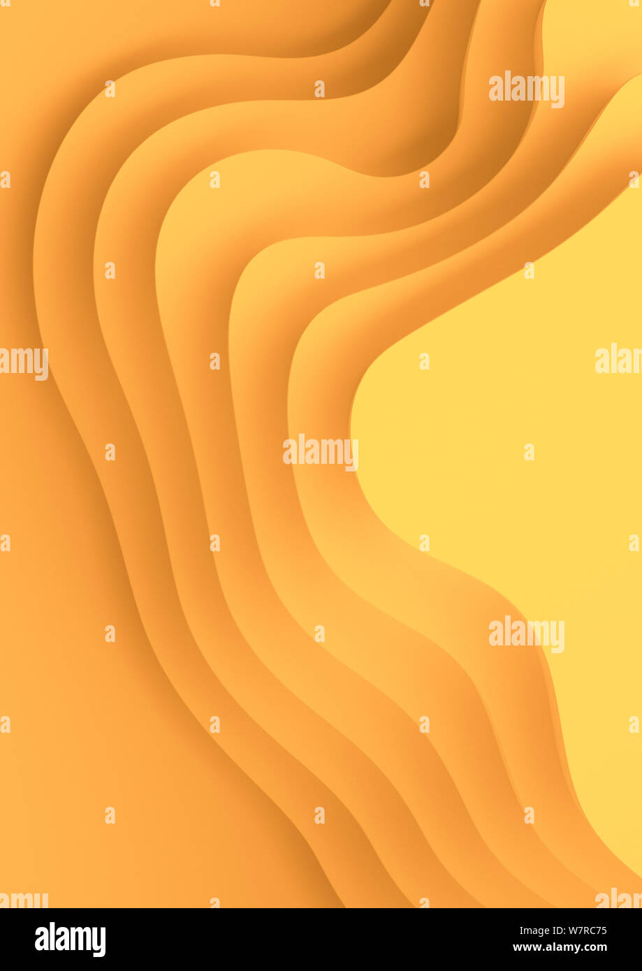 Une bannière verticale4 paysage 3D Modèle de coupe de papier, de formes courbes avec des dégradés de couleur, motif de lignes géométriques abstraites, espace blanc, art illustrat Banque D'Images