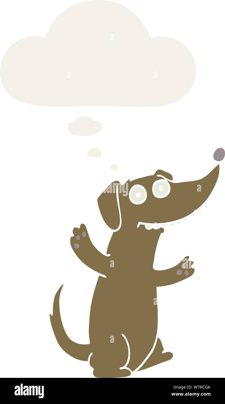 Cartoon dog avec bulle de pensée dans un style rétro Illustration de Vecteur