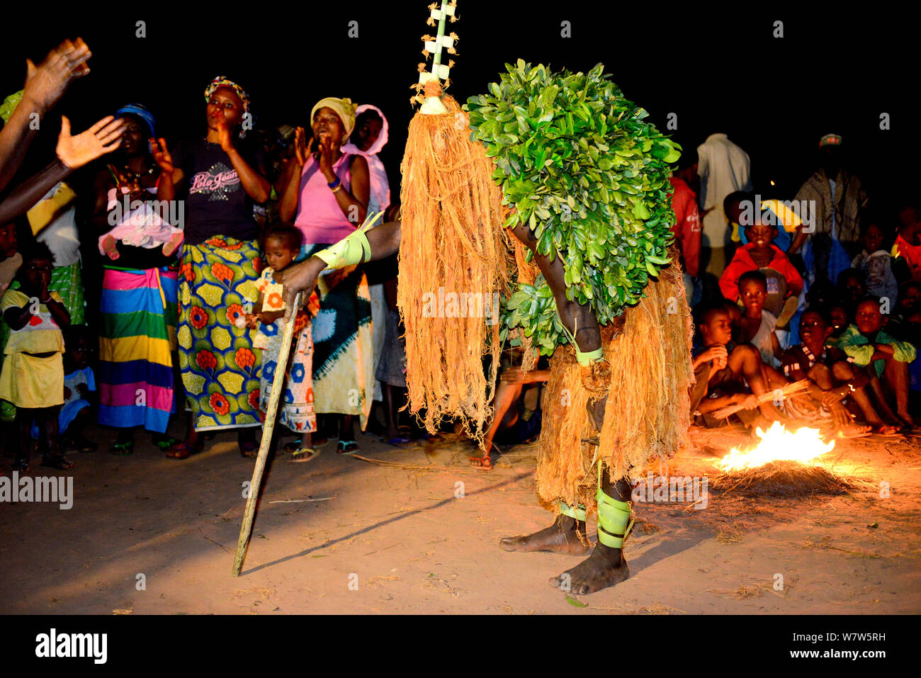 Danse traditionnelle exécutée par Tanda, Iemberem, village du Parc National de Cantanhez, Guinée-Bissau, décembre 2013. Banque D'Images