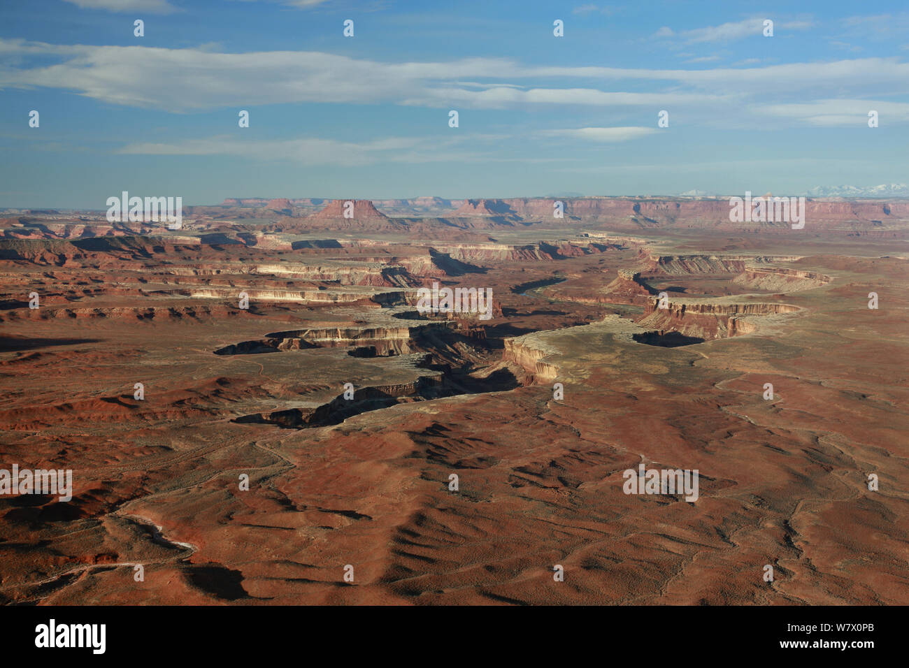 Canyon inférieur et d''une télévision plateaux, donnent sur la rivière Verte, Île dans le ciel l'article, Canyonlands National Park, Utah, Colorado Plateau, avril 2010. Banque D'Images