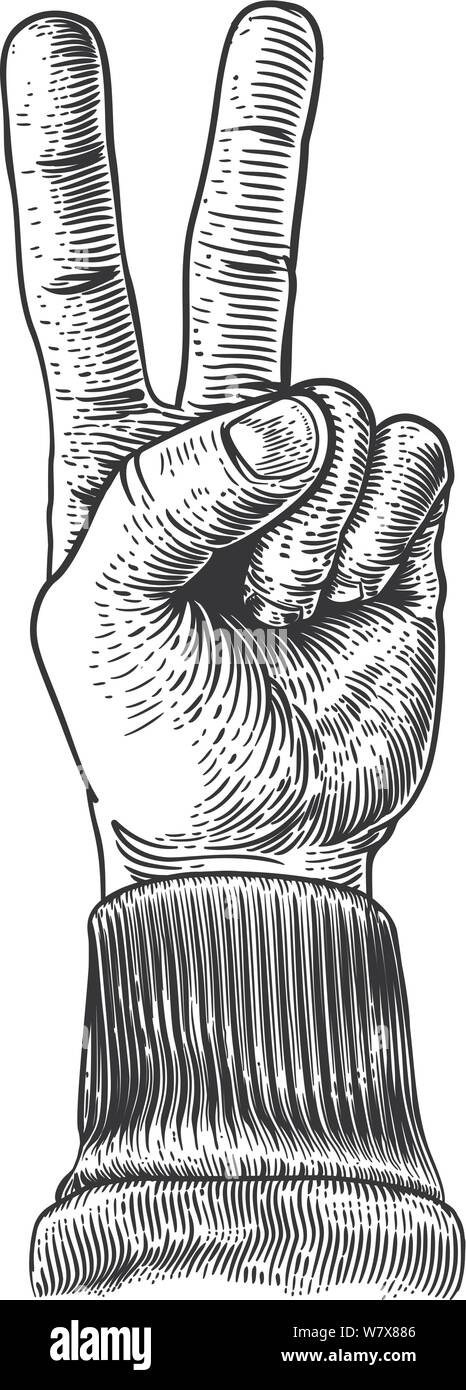 La victoire de la paix signe deux doigts à la main Illustration de Vecteur