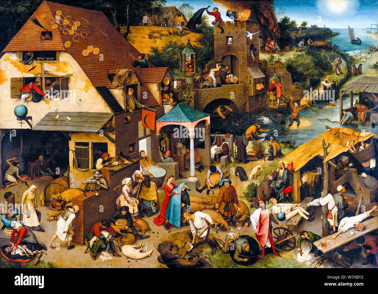 Pieter Bruegel The Elder, The Dutch Proverbes, (Netherlandish Proverbes), peinture Renaissance, 1559 Banque D'Images