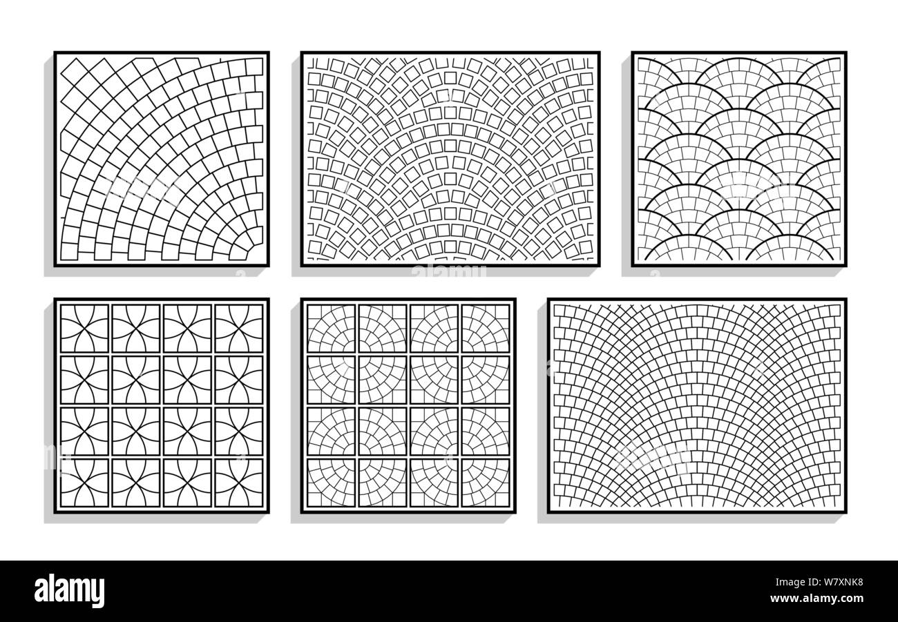 Ensemble de textures. chaussée ronde transparente Les modèles noir et blanc de matériaux en pierre Illustration de Vecteur
