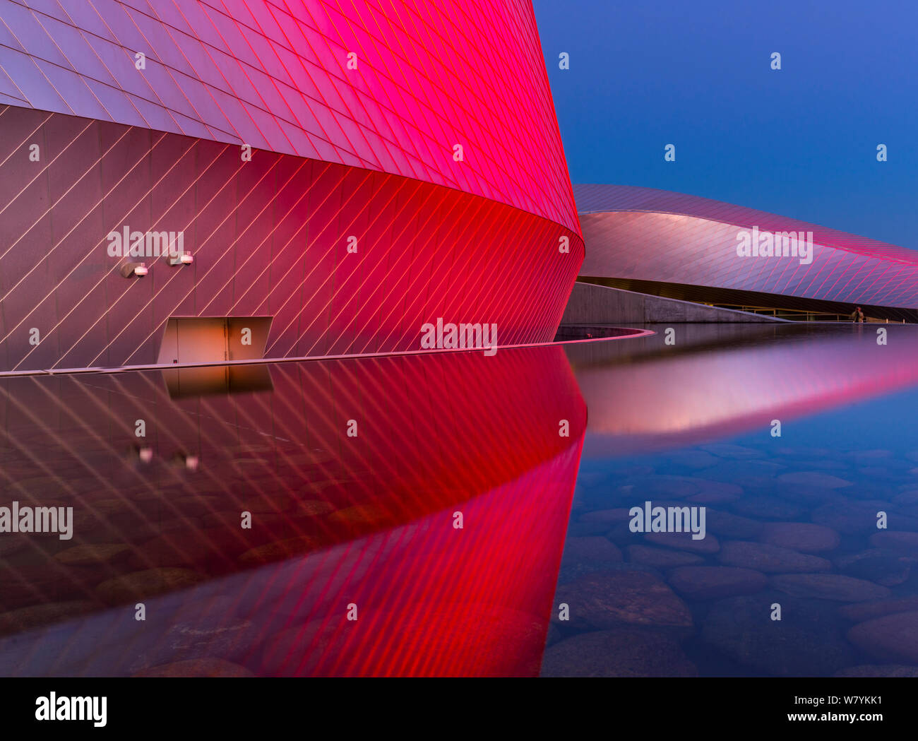 Vue de l'extérieur de Den Bla Planète aquarium, Copenhague, Danemark, Europe. Banque D'Images