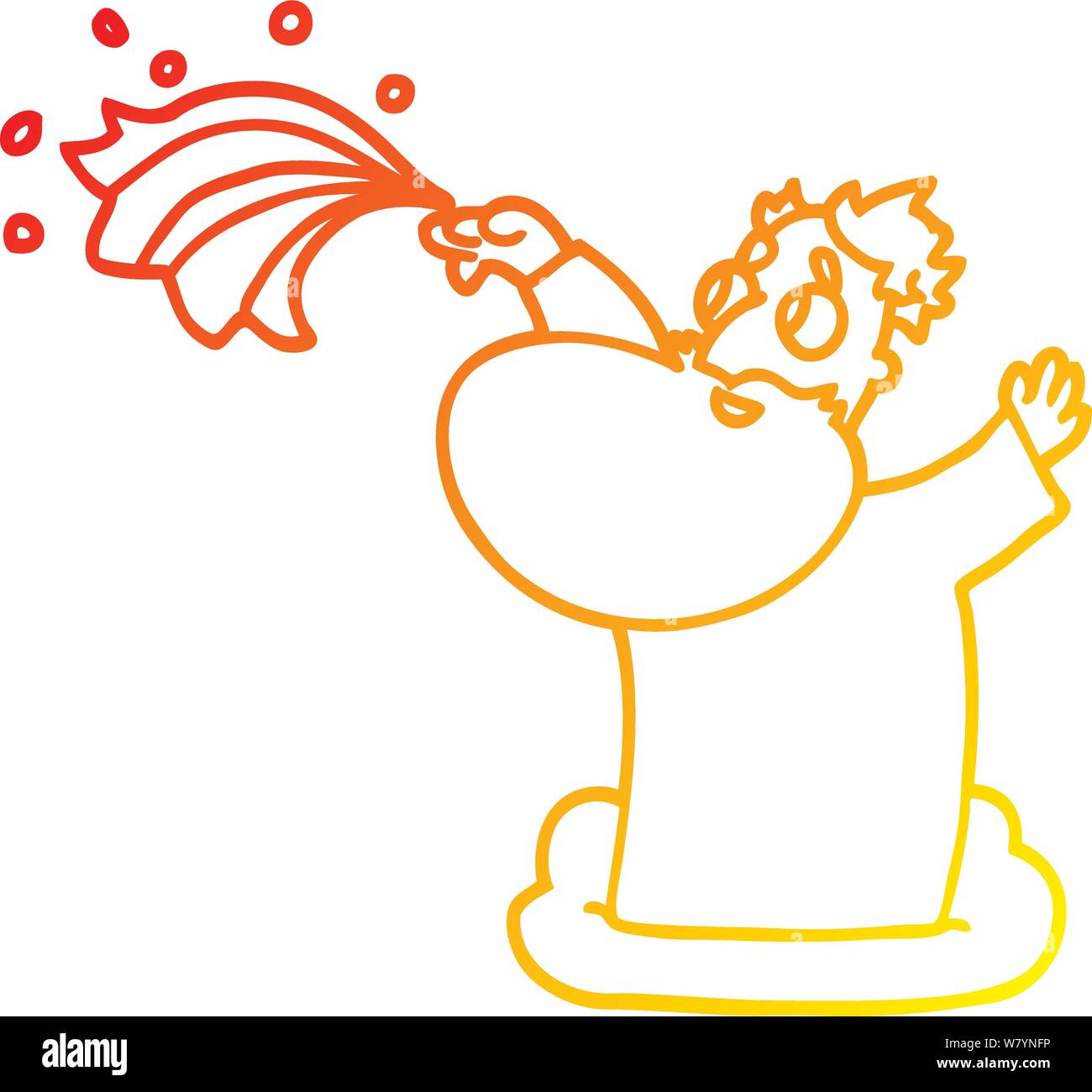 Ligne de gradient chaud dessin d'une caricature de l'univers de la création de Dieu Illustration de Vecteur