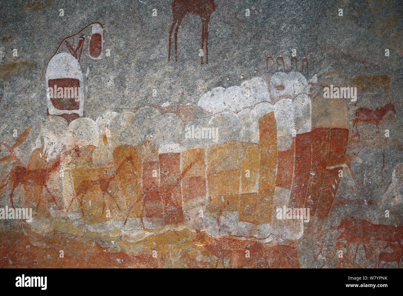 San Rock peintures, Matobo Hills, Zimbabwe. Janvier 2011. Banque D'Images