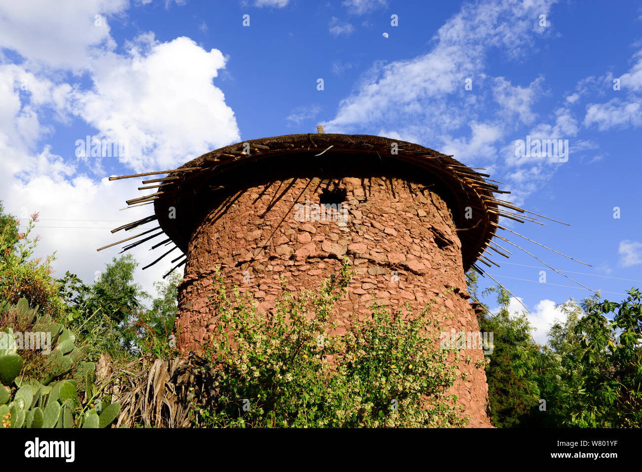 Maison de terre ronde traditionnelle, Lalibela. UNESCO World Heritage Site. L'Éthiopie, décembre 2014. Banque D'Images