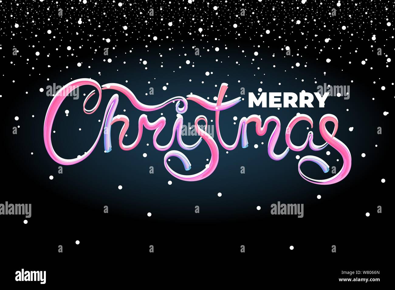 Merry Christmas acrylique peinture brosse main calligraphique lettering modèle de carte de voeux. Bonne affiche cadeau typographique des fêtes du nouvel an. Bannière noire de style police de calligraphie. Illustration vectorielle Illustration de Vecteur