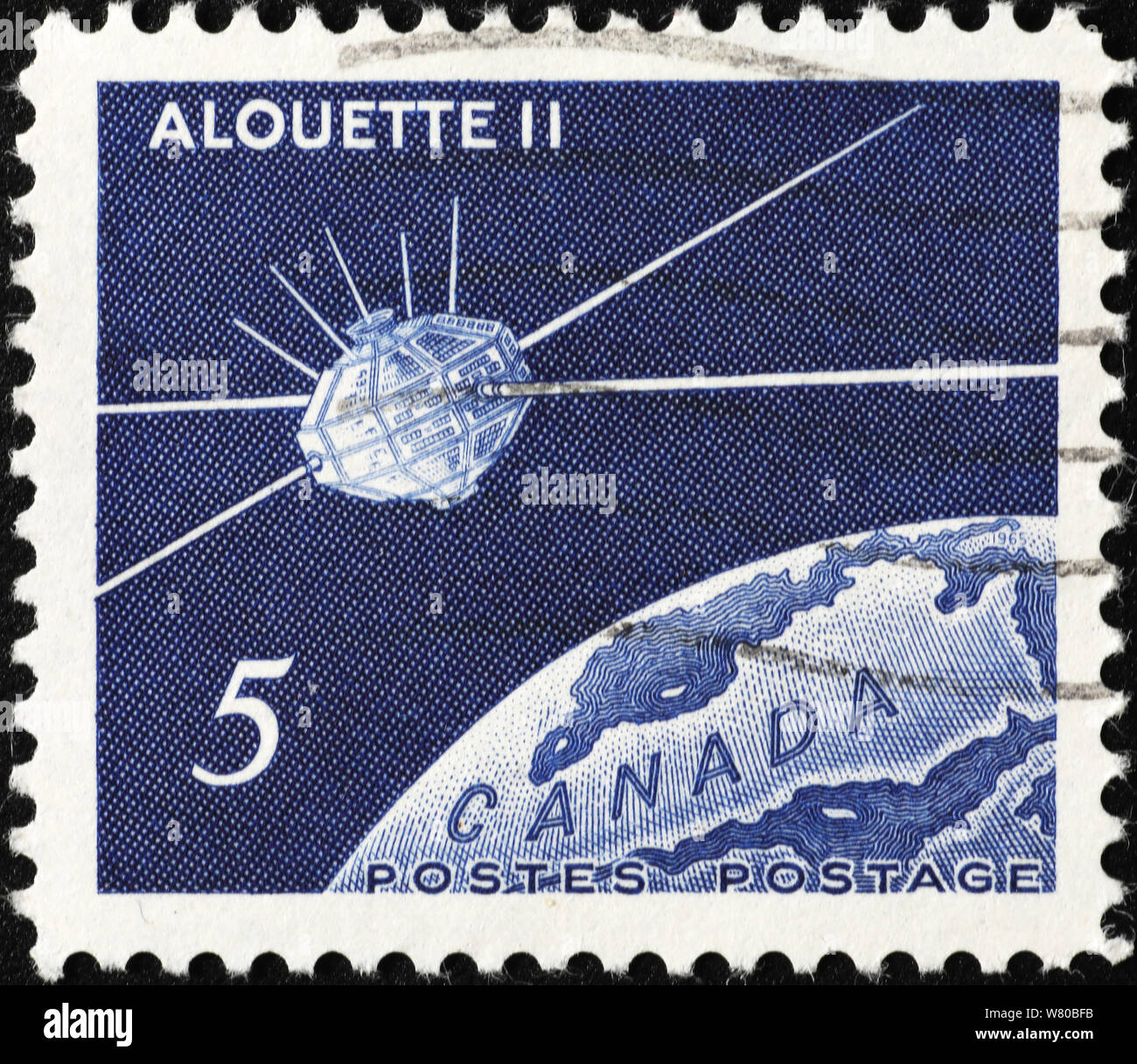 Chaînes en survolant le Canada dans une vintage stamp Banque D'Images