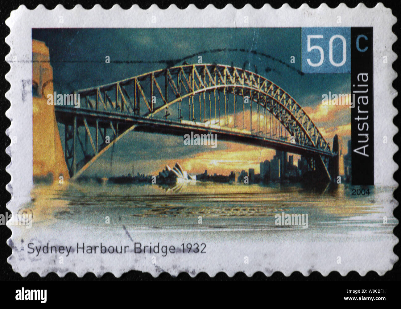 Sydney Harbour Bridge sur timbre australien Banque D'Images