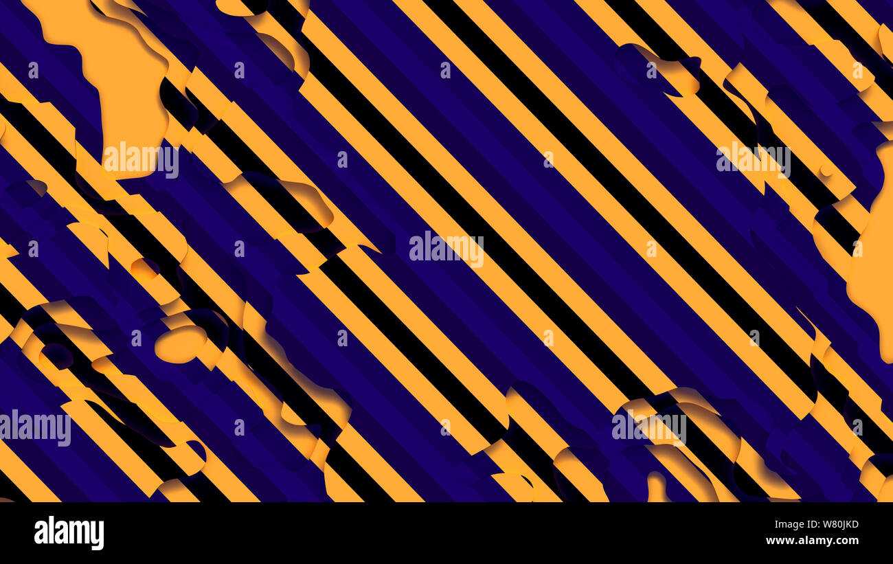 Paysage 3D Modèle de coupe de papier. Formes courbes avec jaune, rayures bleues. Résumé motif de lignes géométriques art illustration pour couvrir l'arrière-plan, design, Banque D'Images