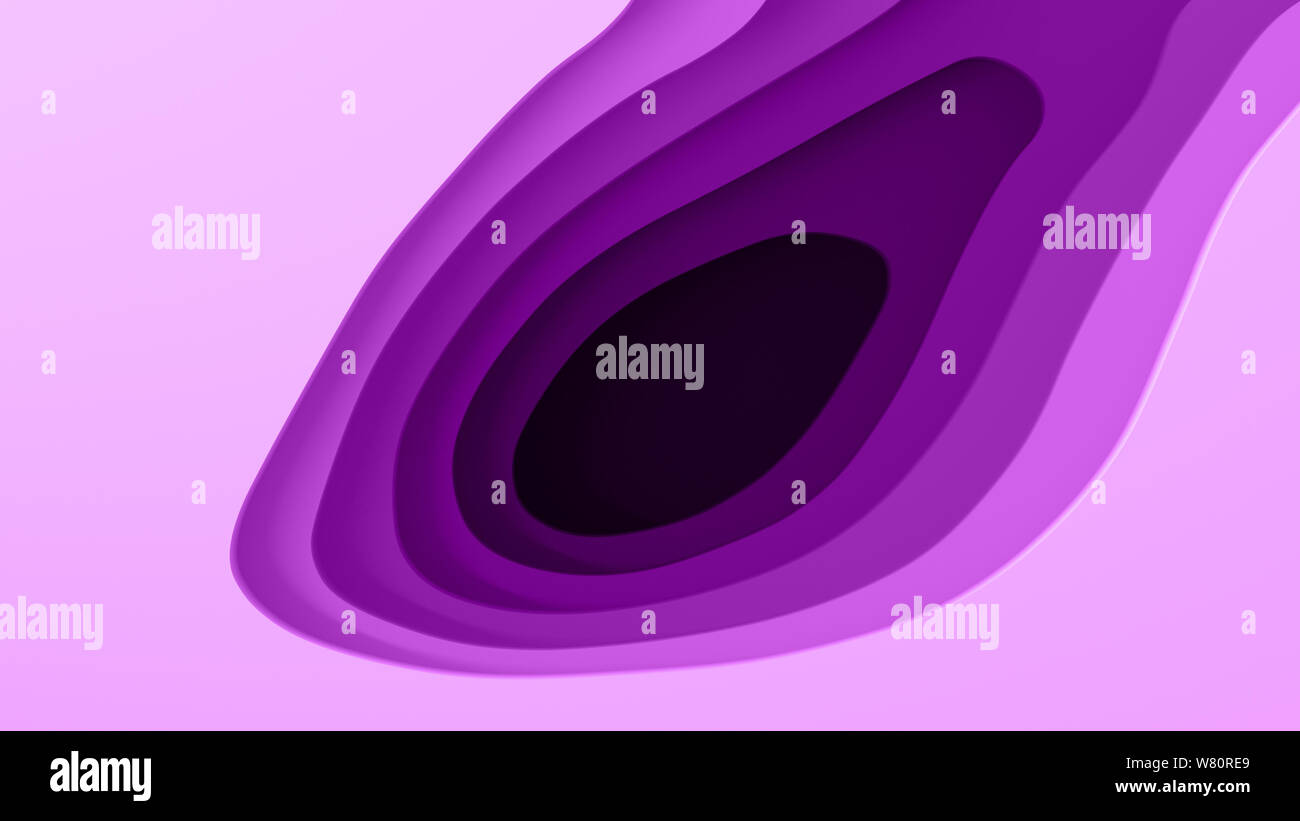 Paysage 3D Modèle de coupe de papier. Un espace blanc. Formes courbes avec des gradients de pourpre. Résumé motif de lignes géométriques art illustration pour couvrir l'arrière-plan Banque D'Images