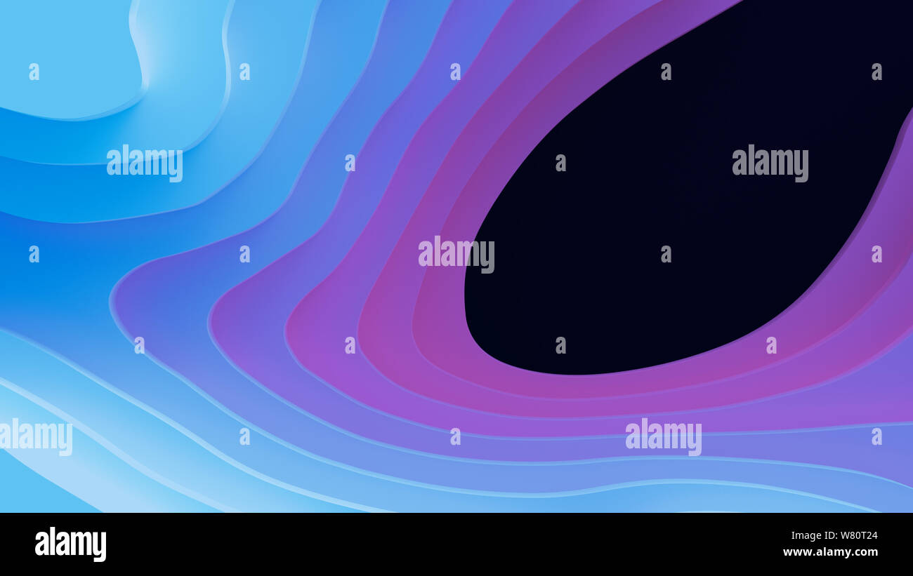 Paysage 3D Modèle de coupe de papier. Formes courbes avec des gradients de pourpre. Un espace blanc. Résumé motif de lignes géométriques art illustration pour couvrir l'arrière-plan Banque D'Images