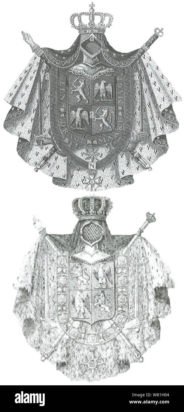 De twee wapens van het Koninkrijk Holland. Banque D'Images