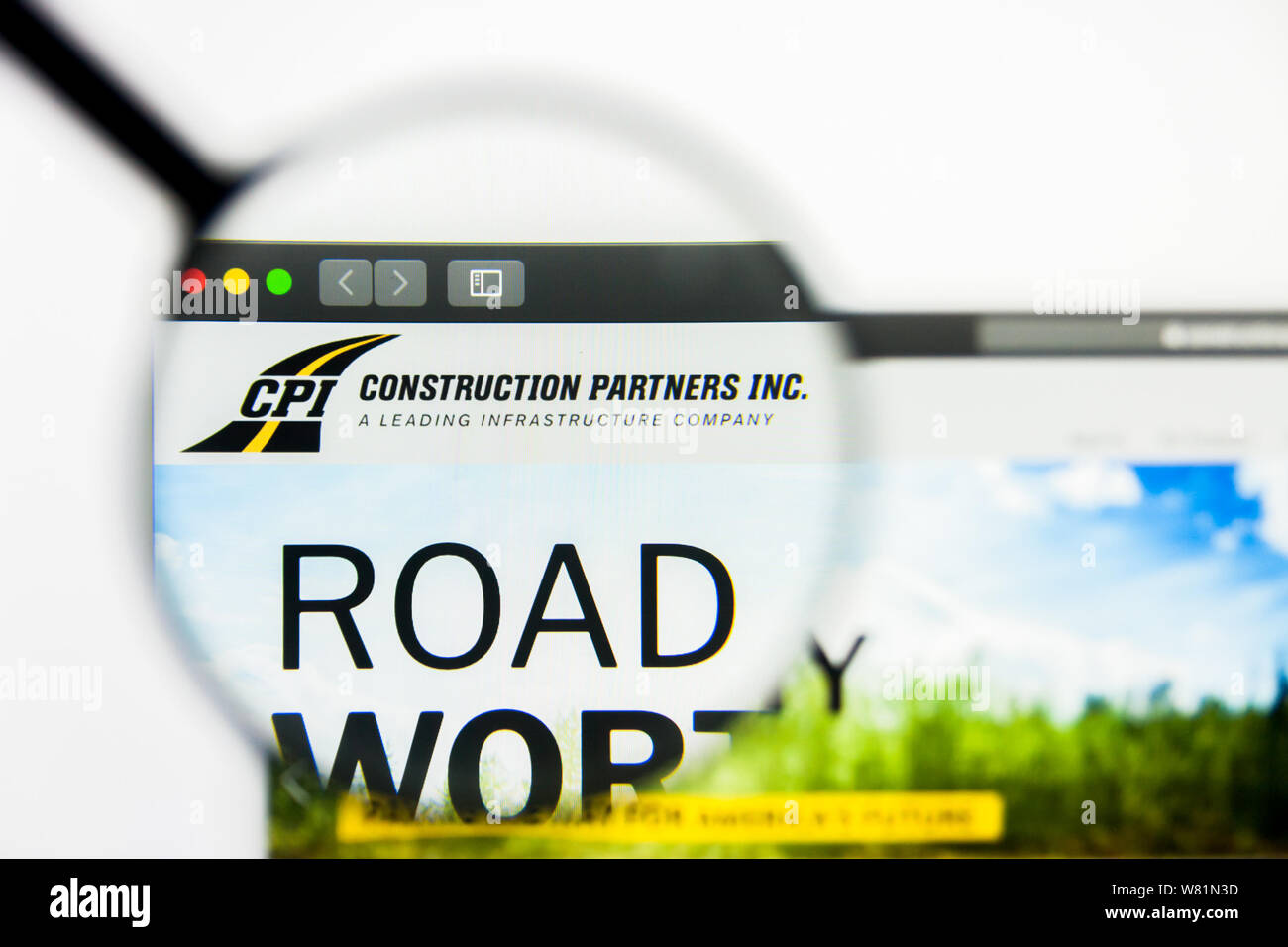 Richmond, Virginie, USA - 7 août 2019 : rédaction d'illustration de la construction Partenaires Inc Page d'accueil du site. Partenaires Construction Inc visibles logo Banque D'Images