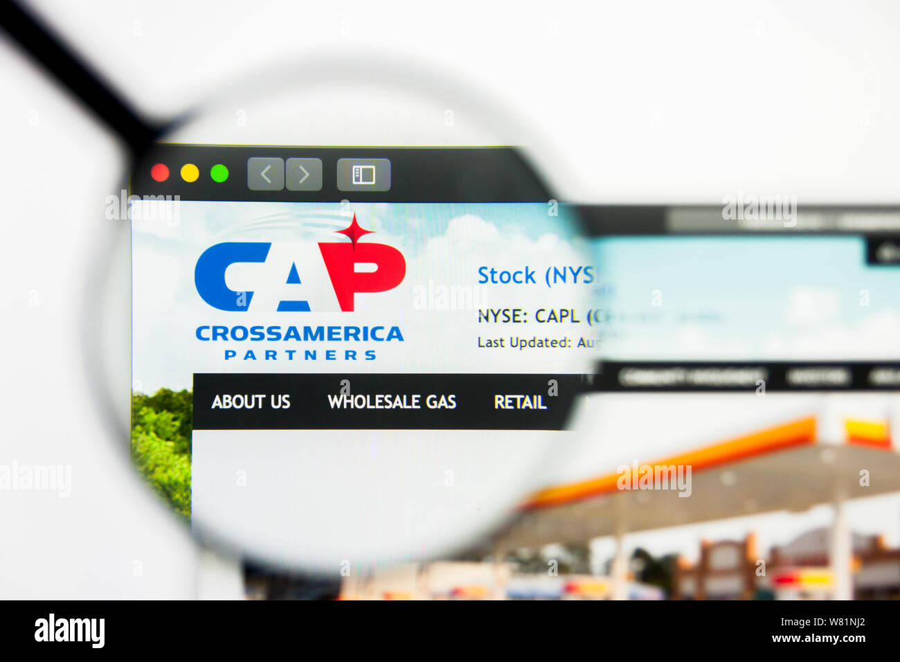 Richmond, Virginie, USA - 7 août 2019 : rédaction d'illustration d'CrossAmerica Partners LP d'accueil du site. CrossAmerica Partners LP visible sur le logo Banque D'Images